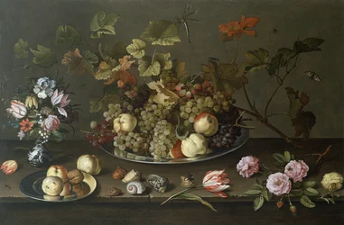 Stillleben mit Früchten, Blumen und Muscheln